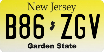 NJ license plate B86ZGV
