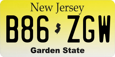 NJ license plate B86ZGW