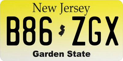 NJ license plate B86ZGX