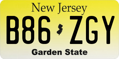 NJ license plate B86ZGY