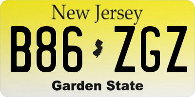 NJ license plate B86ZGZ