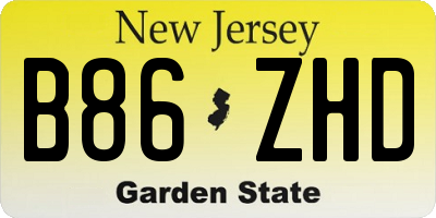 NJ license plate B86ZHD
