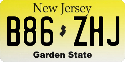 NJ license plate B86ZHJ