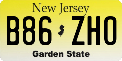 NJ license plate B86ZHO