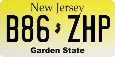 NJ license plate B86ZHP