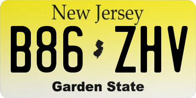 NJ license plate B86ZHV