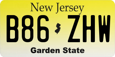 NJ license plate B86ZHW