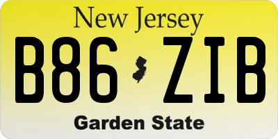 NJ license plate B86ZIB