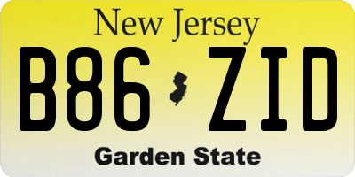 NJ license plate B86ZID