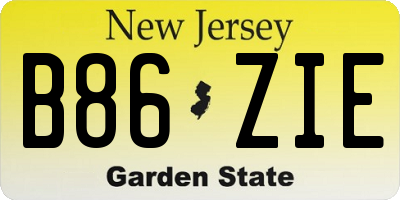 NJ license plate B86ZIE