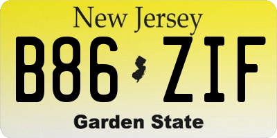 NJ license plate B86ZIF