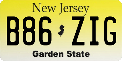 NJ license plate B86ZIG