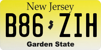 NJ license plate B86ZIH