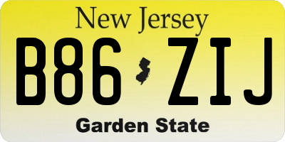 NJ license plate B86ZIJ