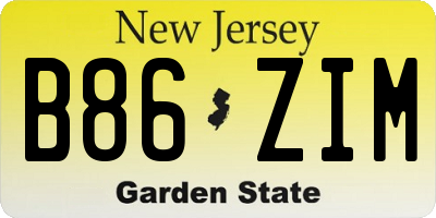 NJ license plate B86ZIM