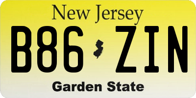 NJ license plate B86ZIN