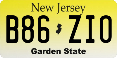 NJ license plate B86ZIO