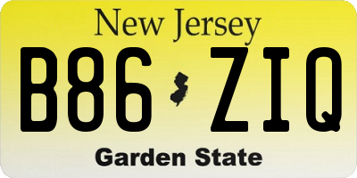 NJ license plate B86ZIQ