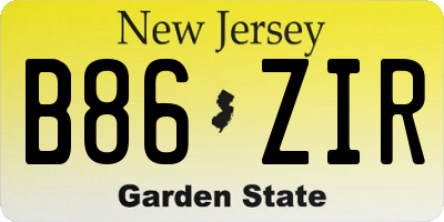 NJ license plate B86ZIR