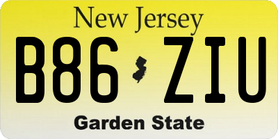 NJ license plate B86ZIU