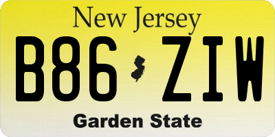 NJ license plate B86ZIW
