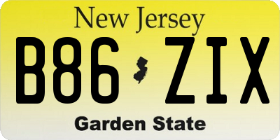 NJ license plate B86ZIX