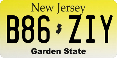 NJ license plate B86ZIY