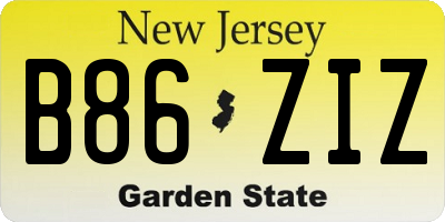 NJ license plate B86ZIZ