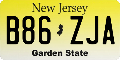 NJ license plate B86ZJA