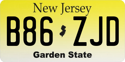 NJ license plate B86ZJD
