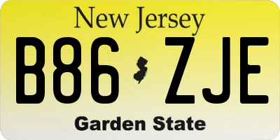 NJ license plate B86ZJE