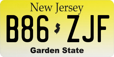 NJ license plate B86ZJF