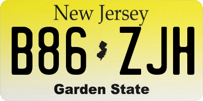 NJ license plate B86ZJH