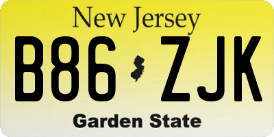 NJ license plate B86ZJK