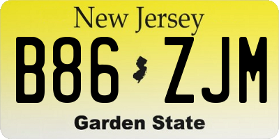 NJ license plate B86ZJM