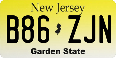 NJ license plate B86ZJN