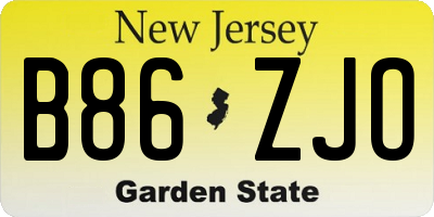 NJ license plate B86ZJO