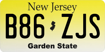 NJ license plate B86ZJS