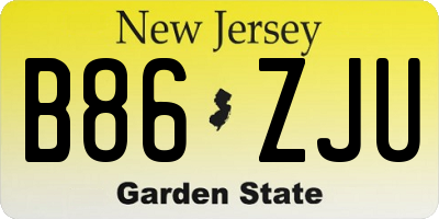 NJ license plate B86ZJU