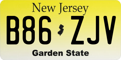 NJ license plate B86ZJV