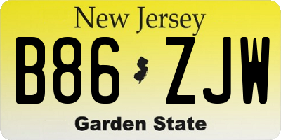 NJ license plate B86ZJW