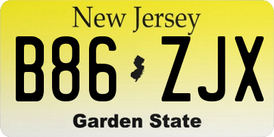 NJ license plate B86ZJX