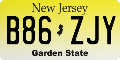 NJ license plate B86ZJY