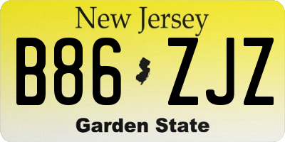 NJ license plate B86ZJZ
