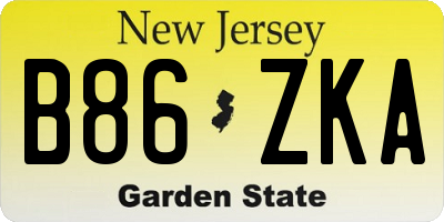 NJ license plate B86ZKA