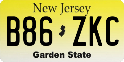 NJ license plate B86ZKC