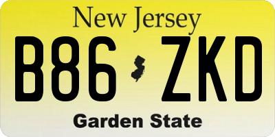 NJ license plate B86ZKD