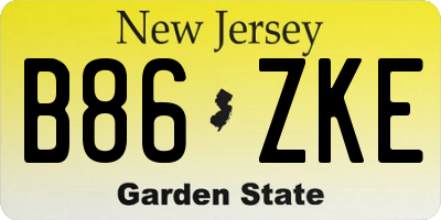 NJ license plate B86ZKE