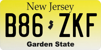 NJ license plate B86ZKF