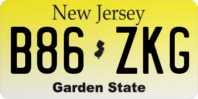 NJ license plate B86ZKG